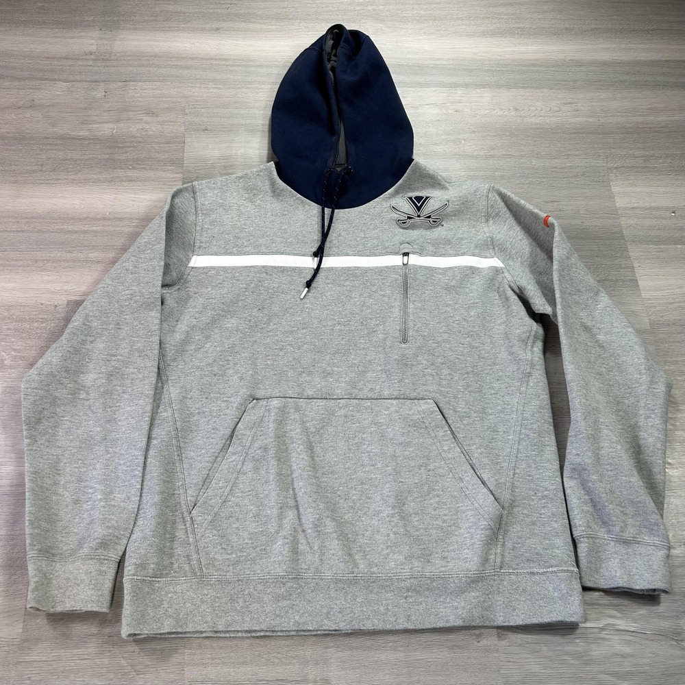 NIKE Virginia Cavaliers Hoodie Mens Large Gray NCAA Basketball Sweatshirt Top